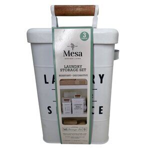 3-Piece Laundry Storage Set With Large Bin Small Bin & Scoop Durable Metal With